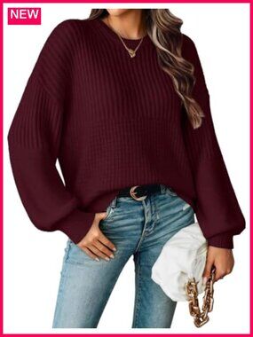SunnyMelody Oversized Lightweight Sweater Batwing Sleeve Pullover Top
